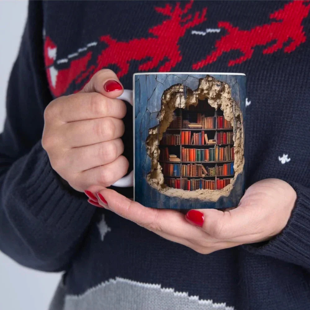 Ceramic 3D Bookshelf Mug