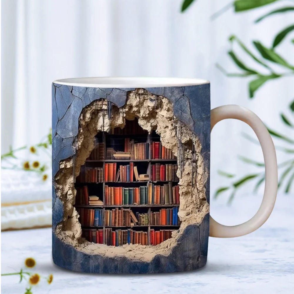 Ceramic 3D Bookshelf Mug